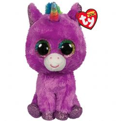 PELUCHE TY BEANIE BOOS - ROSETTE LICORNE MAUVE MÉDIUM 13